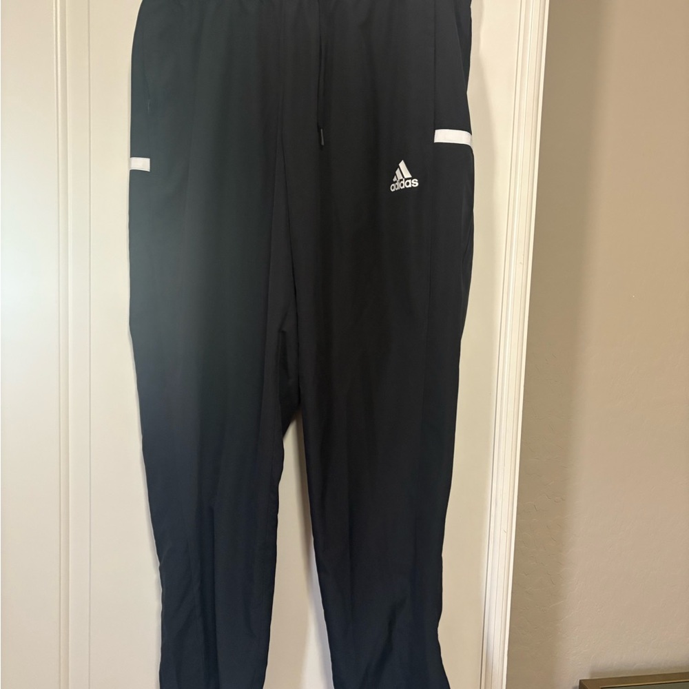 adidas Black Athletic Pants with White Logo Detail